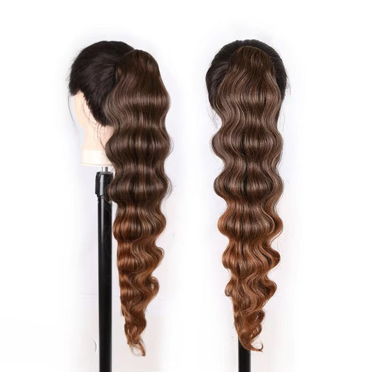 Claudia - 70 cm Vågig Brun ombre